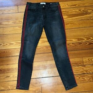 Pac Sun black jeans with red stripes down sides